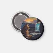 Aimant Chat Gamer Retro | Jeu d'art Pixel 8 bits (Recto/Verso)