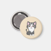 Aimant Chat gris et blanc (Recto/Verso)