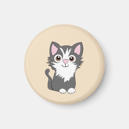 Aimant Chat gris et blanc (Devant)