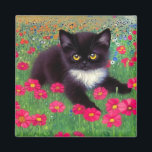 Aimant Chat Gustav Klimt Tuxedo<br><div class="desc">Magnet avec un chat tuxedo Gustav Klimt ! Cette adorable petite chatte noire et blanche est installée dans un champ de fleurs rouges,  bleues,  blanches et oranges. Un cadeau génial pour les amateurs d'art amoureux des chats et autrichiens !</div>