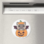 Aimant Chat Halloween Citrouille Chat costume chauve (In Situ (Lave-vaisselle))