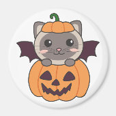 Aimant Chat Halloween Citrouille Chat costume chauve (Devant)