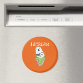 Aimant Chat Halloween Ghost I Scream Ice Cream Pun (In Situ (Lave-vaisselle))