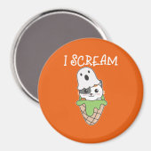 Aimant Chat Halloween Ghost I Scream Ice Cream Pun (Recto/Verso)