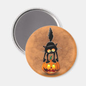 Aimant Chat Halloween personnage de dessin effrayé debout (Recto/Verso)
