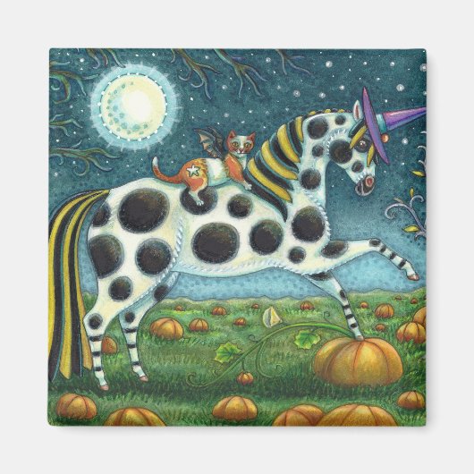 Aimant CHAT HALLOWEEN SPOTTÉ PONY & BAT CHAT Whimsical (Devant)
