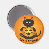 Aimant Chat Holding Jack-o'-Lantern (Recto/Verso)