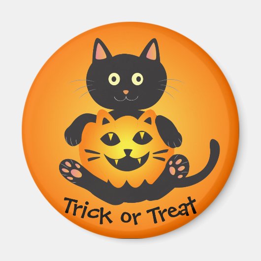 Aimant Chat Holding Jack-o'-Lantern (Devant)