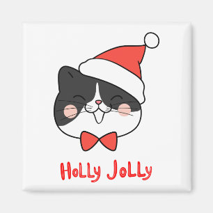 Aimant Chat Holly Jolly Cute Kawaii Père Noël