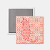 Aimant Chat japonais - Coral Orange Batik (Recto/Verso)