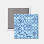 Aimant Chat japonais - Kimono bleu (Recto/Verso)