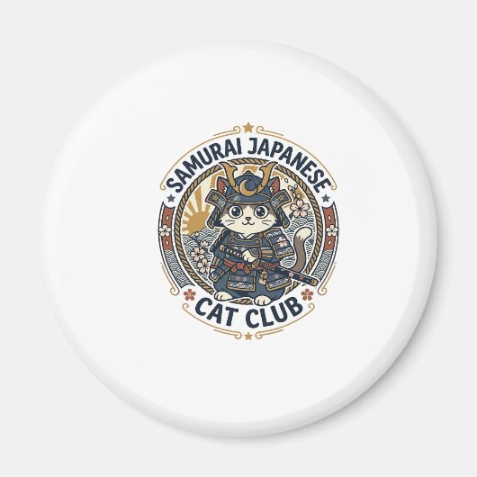 Aimant Chat japonais samouraï Art vectoriel POD - Samoura (Devant)