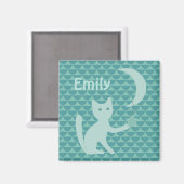Aimant Chat Jouer avec Lune et Star Turquoise Personnalis (Recto/Verso)