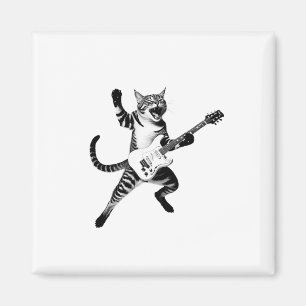 Aimant Chat Jouer Guitare Rock Et Roll Band Hommes Femmes