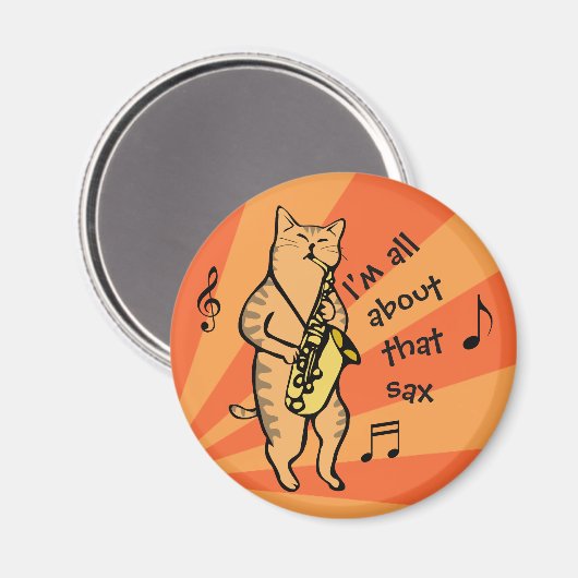 Aimant Chat Jouer Saxophone (Recto/Verso)
