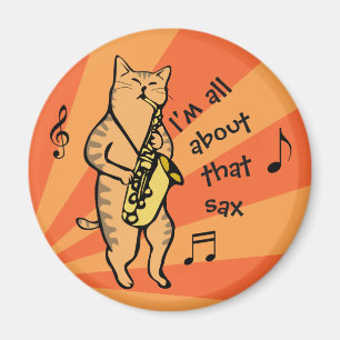 Aimant Chat Jouer Saxophone