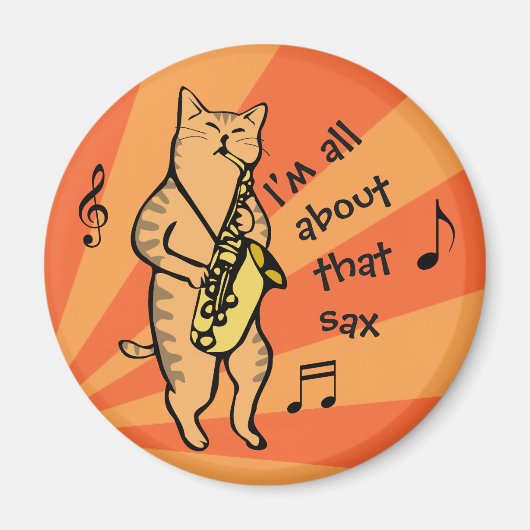 Aimant Chat Jouer Saxophone (Devant)
