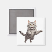 Aimant Chat Joyeux Jouer Fun Jumping Dans L'Air Joyeux (Recto/Verso)