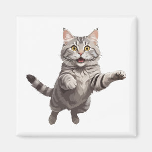 Aimant Chat Joyeux Jouer Fun Jumping Dans L'Air Joyeux
