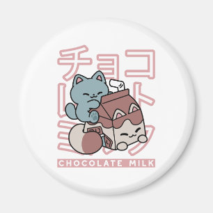 Aimant Chat Kawaii avec du Lait au Chocolat – Pop Art Jap