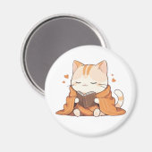 Aimant Chat Kawaii de Lecture Confortable Design de Chato (Recto/Verso)
