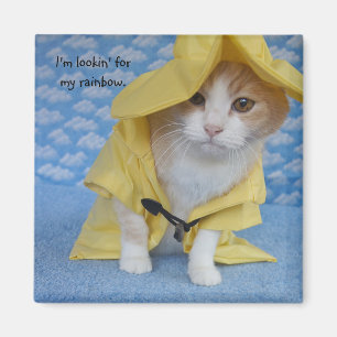 Aimant Chat/Kitty dans l'imperméable jaune de polissoir