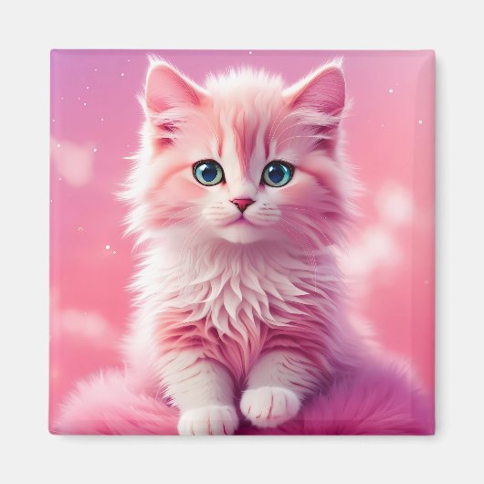 Aimant Chat Kitty Rose Fluffy Cute Dreamy (Devant)