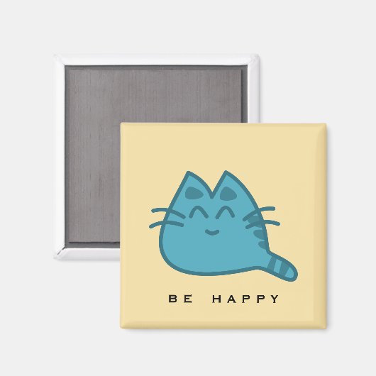 Aimant Chat Kitty souriant bleu (Recto/Verso)