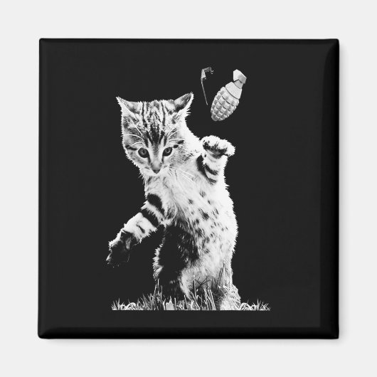 Aimant Chat lançant une grenade Scène de grenade de chat (Devant)