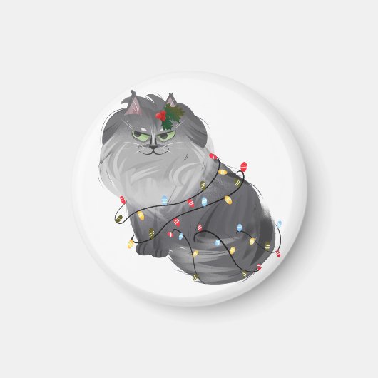 Aimant Chat Maine Coon avec décorations de Noël (Devant)
