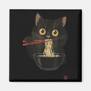 Aimant Chat Mangeant Ramen Drôle Japonais Kawaii Chat Ani