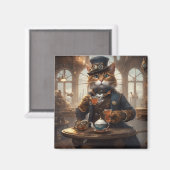Aimant Chat mignon avec thé (Recto/Verso)