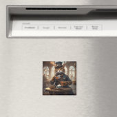 Aimant Chat mignon avec thé (In Situ (Lave-vaisselle))