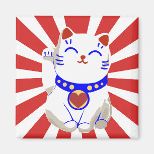Aimant Chat mignon chanceux de neko sur le Soleil Levant