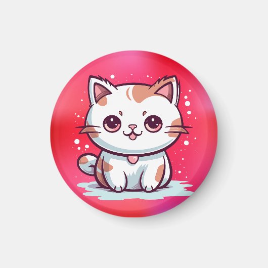 Aimant Chat Mignon Clipart de Style Kawaii (Devant)