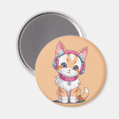 Aimant Chat mignon dans le chic casque (Recto/Verso)