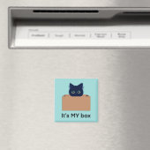 Aimant Chat mignon dans une boîte sur bleu-vert (In Situ (Lave-vaisselle))