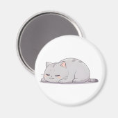 Aimant Chat mignon design Kawaii grincheux endormi (Recto/Verso)