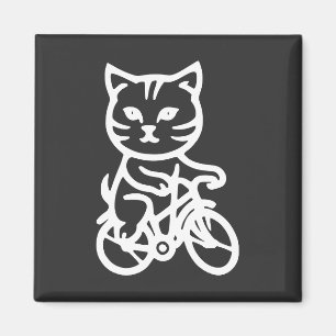 Aimant Chat mignon faisant du vélo