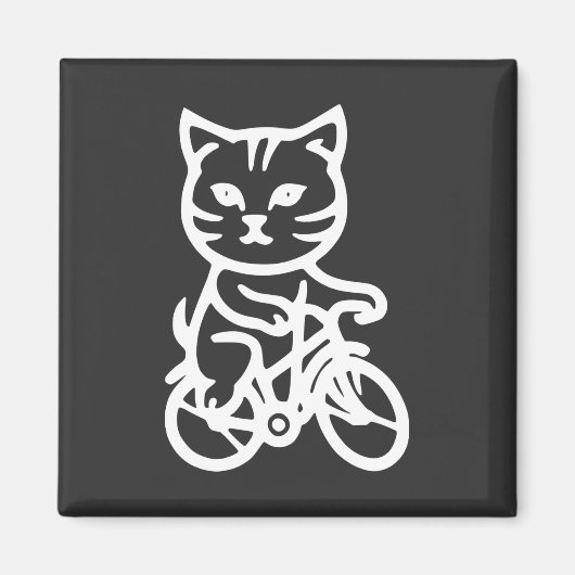 Aimant Chat mignon faisant du vélo (Devant)