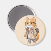 Aimant Chat Mignon Kawaii en Tenue Chic (Recto/Verso)