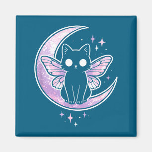 Aimant Chat minou papillon moth violet rose alt kawaii