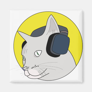 Aimant Chat musical avec casque