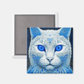 Aimant Chat Mystique Blanc Art IA Éthéré (Recto/Verso)