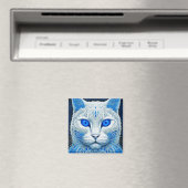 Aimant Chat Mystique Blanc Art IA Éthéré (In Situ (Lave-vaisselle))
