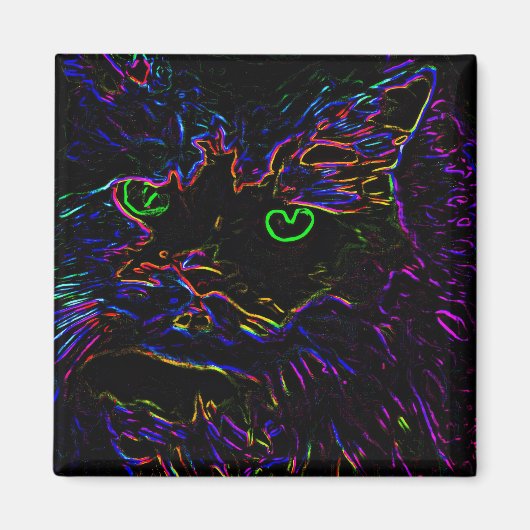 Aimant Chat Neon Glow (Devant)