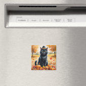 Aimant Chat Noir À L'Automne Quitte L'Art Thanksgiving (In Situ (Lave-vaisselle))