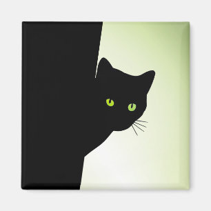 Aimant Chat noir à oreille verte