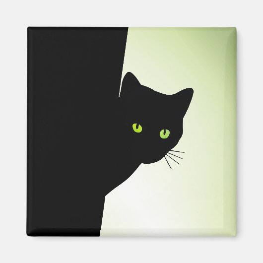 Aimant Chat noir à oreille verte (Devant)