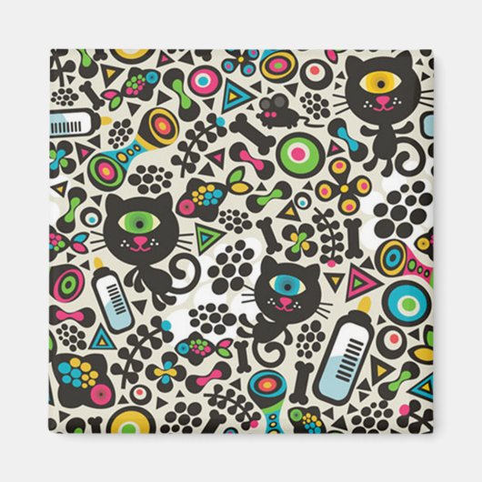 Aimant Chat noir à un oeil (Devant)